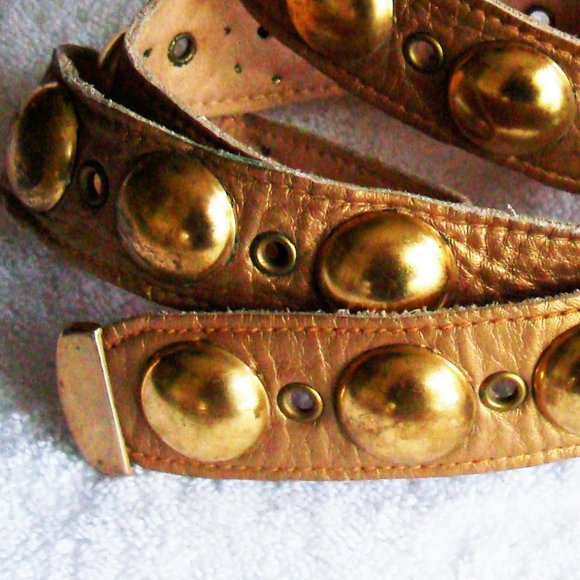 Sam Edelman CIRCUS Gold Dome Studded Leather Belt - Picture 7 of 7